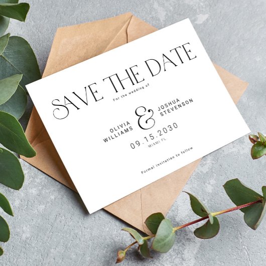 Moderne typografie eenvoudige zwarte en witte brui save the date