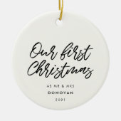 Moderne typografie Eerste kerstfeest foto Keramisch Ornament (Voorkant)