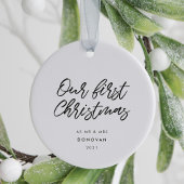 Moderne typografie Eerste kerstfeest foto Keramisch Ornament