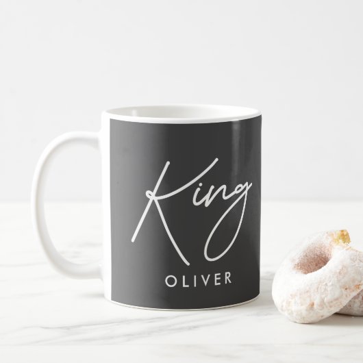 Moderne typografie elegant koning gepersonaliseerd koffiemok (Met donut)