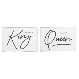 Moderne typografie elegant koning koningin kussensloop