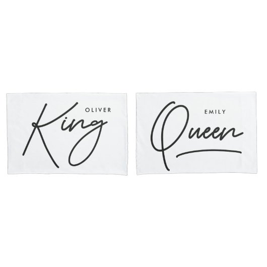 Moderne typografie elegant koning koningin kussensloop (Voorkant-Set)