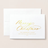 Moderne typografie elegant script kerst folie kaarten (Voorkant met envelop)