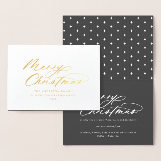 Moderne typografie elegant script kerst folie kaarten (Display)