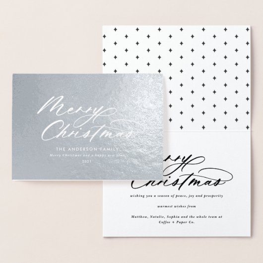 Moderne typografie elegant script kerst folie kaarten (Display)