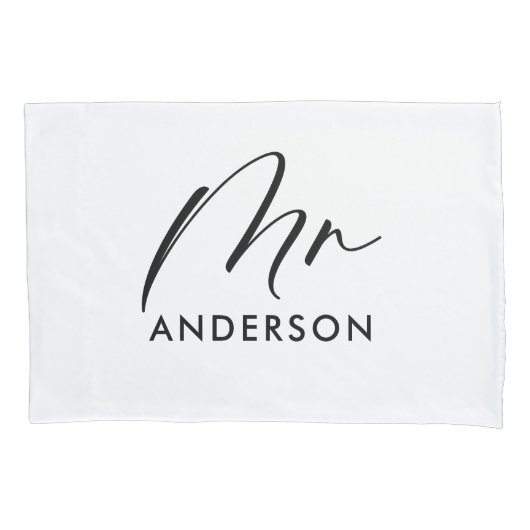 Moderne typografie elegante script mr gift kussen kussensloop (Voorkant)