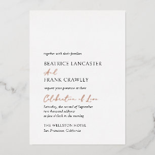 Moderne typografie Elegante Trouwdag Folie Uitnodiging