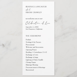 Moderne typografie Elegante trouwdag Programmakaart