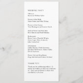 Moderne typografie Elegante trouwdag Programmakaart (Achterkant)