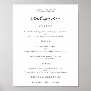 Moderne typografie elk kleur script trouwmenu poster