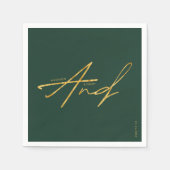 Moderne Typografie Emerald Green Gold Wedding Servet (Voorkant)