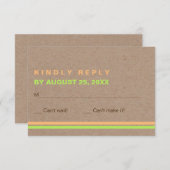 Moderne typografie en strepen rustieke bruiloft RS RSVP Kaartje (Voorkant / Achterkant)