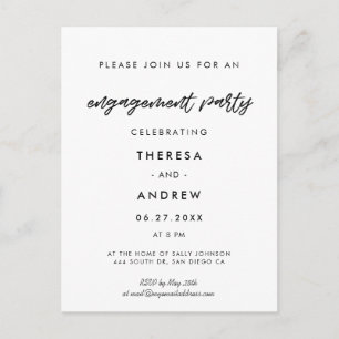 Moderne typografie Engagement party uitnodiging