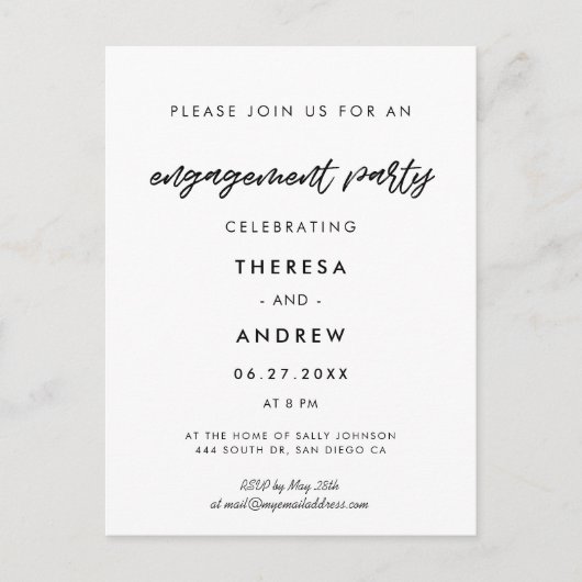 Moderne typografie Engagement party uitnodiging (Voorkant)
