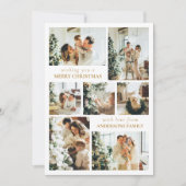 Moderne Typografie Familie Foto Kerst Goud Feestdagenkaart (Voorkant)