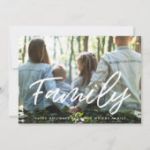 Moderne typografie familie foto kerstmis feestdagenkaart (Voorkant)