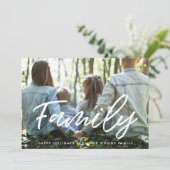 Moderne typografie familie foto kerstmis feestdagenkaart (Staand voorkant)