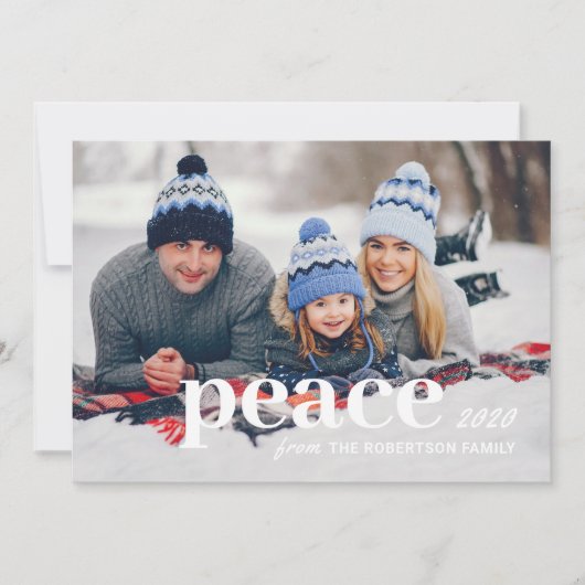 Moderne Typografie Familie Foto Kerstmis Kaart (Voorkant)
