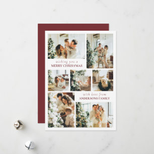 Moderne Typografie Familiefoto Rode Kerst Kaart