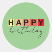 Moderne Typografie Fancy script Happy Birthday Ronde Sticker (Voorkant)