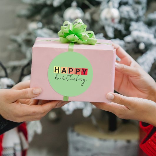 Moderne Typografie Fancy script Happy Birthday Ronde Sticker