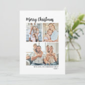 Moderne Typografie Foliage Multi Photo Christmas Feestdagenkaart (Staand voorkant)