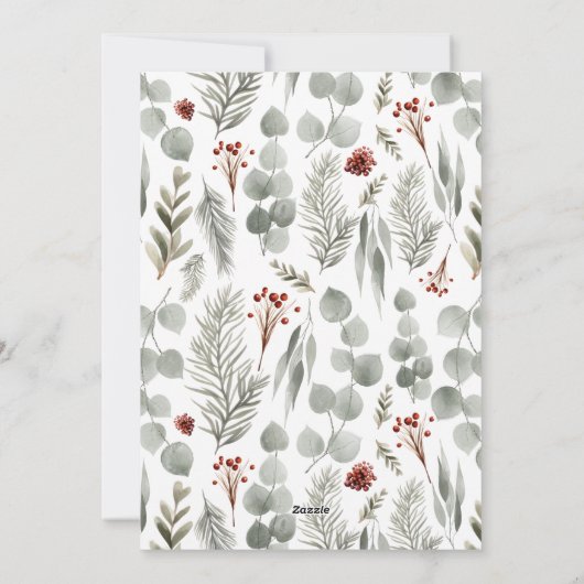 Moderne Typografie Foliage Multi Photo Christmas Feestdagenkaart (Achterkant)