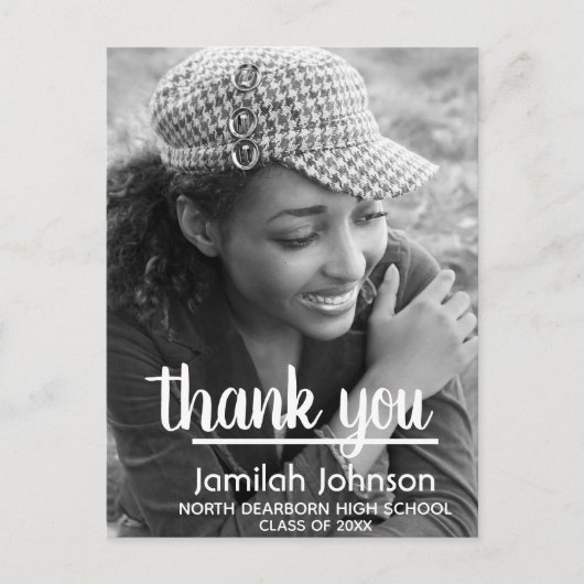 Moderne typografie foto 2025 afstudeer bedankje briefkaart (Voorkant)