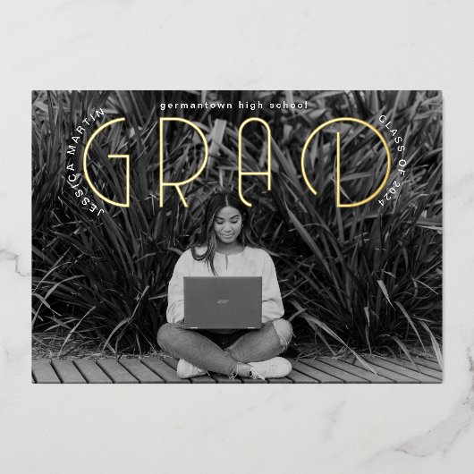 Moderne typografie foto afstudeer aankondiging (Voorkant)