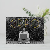 Moderne typografie foto afstudeer aankondiging (Staand Voorkant)