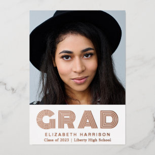 Moderne typografie foto afstudeeraankondiging folie uitnodiging
