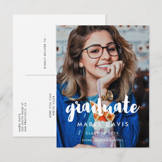 Moderne typografie Foto afstuderen Briefkaart (Voorkant / Achterkant)