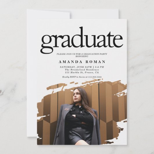 Moderne Typografie Foto Afstuderen Kaart (Achterkant)