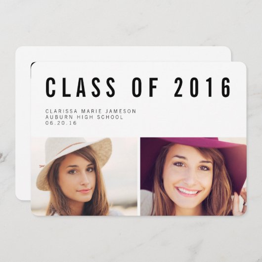 Moderne Typografie Foto Afstuderen kondiging Aankondiging (Voorkant / Achterkant)