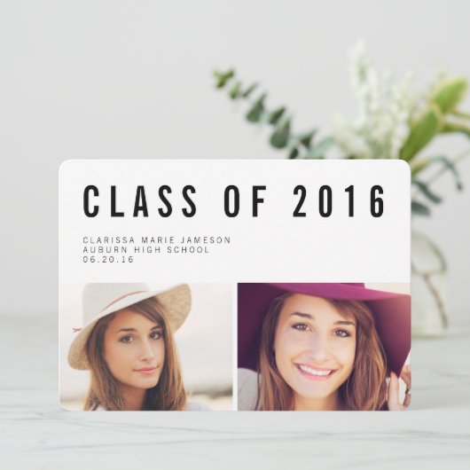 Moderne Typografie Foto Afstuderen kondiging Aankondiging (Staand voorkant)