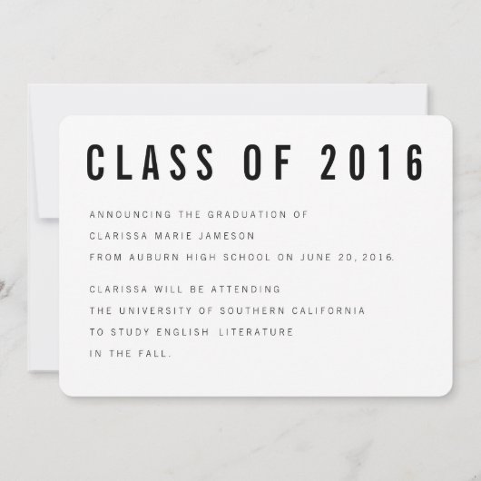 Moderne Typografie Foto Afstuderen kondiging Aankondiging (Achterkant)