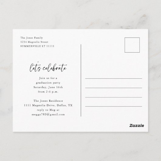 Moderne Typografie Foto Afstuderen Uitnodiging (Achterkant)