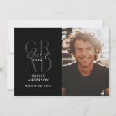 Moderne typografie foto afstuderen zwarte glitter  kaart (Voorkant)