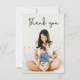 Moderne Typografie Foto Baby shower Dank u Bedankkaart