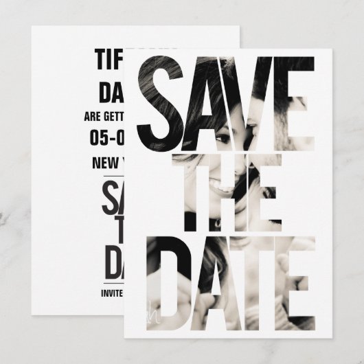 MODERNE TYPOGRAFIE FOTO BEWAAR DE DATUM KAART (Voorkant / Achterkant)