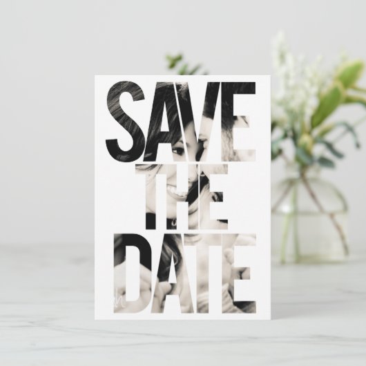 MODERNE TYPOGRAFIE FOTO BEWAAR DE DATUM KAART (Staand voorkant)