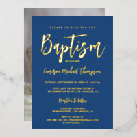 Moderne Typografie Foto blauw goud Elegante doop