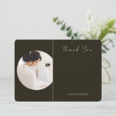 Moderne typografie foto bruid bedankkaart (Staand voorkant)