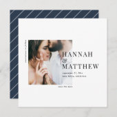 Moderne typografie foto bruiloft met de datum feestdagenkaart (Voorkant / Achterkant)