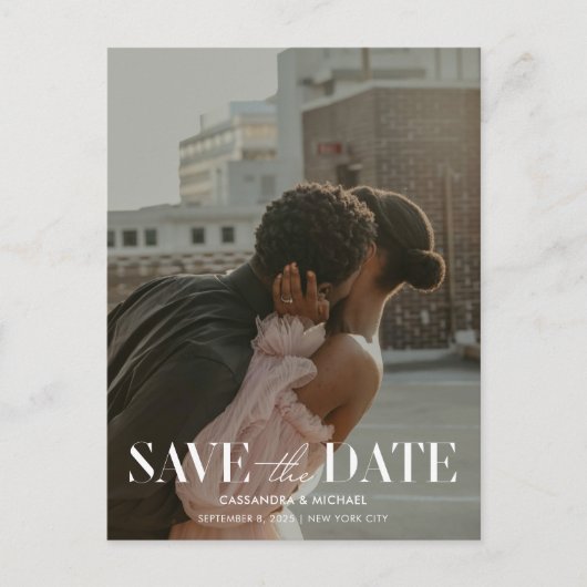Moderne Typografie Foto bruiloft Opslagdatum Briefkaart (Voorkant)
