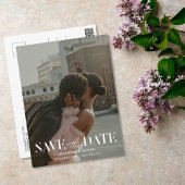 Moderne Typografie Foto bruiloft Opslagdatum Briefkaart