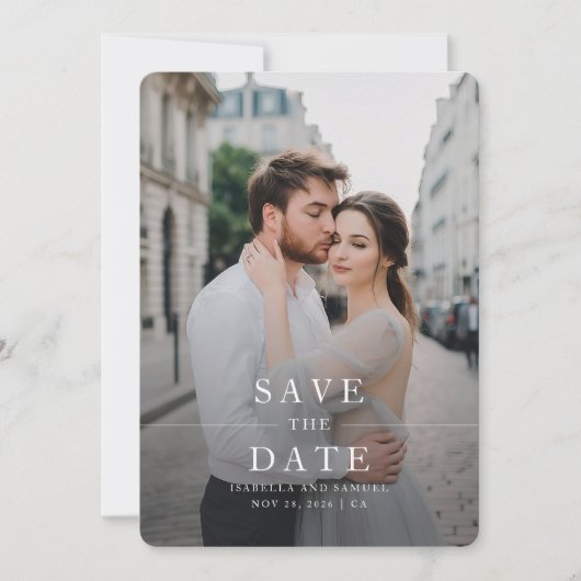 Moderne Typografie Foto bruiloft Opslagdatum Kaart (Voorkant)