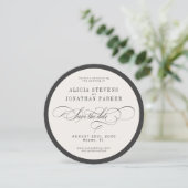 Moderne typografie foto bruiloft ronde cirkel save the date (Staand voorkant)
