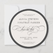 Moderne typografie foto bruiloft ronde cirkel save the date (Voorkant)