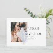 Moderne typografie foto bruiloft save the date (Staand voorkant)